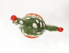  Fornace Mian Modern Italian Green White Gold Orange Murano Glass Cactus Plant Red Flowers - 2598663