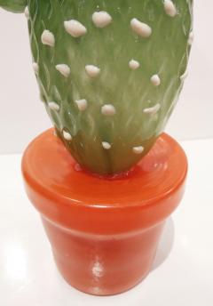  Fornace Mian Modern Italian Green White Gold Orange Murano Glass Cactus Plant Red Flowers - 2911611