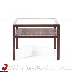  Founders Furniture Company Founders Style Mid Century Oak Cane and Glass End Tables Pair - 3693181