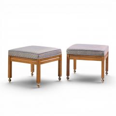  Founders Furniture Company Founders Style Mid Century Oak Rolling Upholstered Stools Pair - 4569718