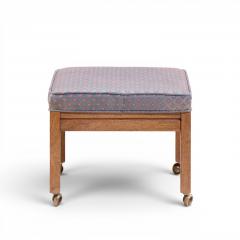  Founders Furniture Company Founders Style Mid Century Oak Rolling Upholstered Stools Pair - 4569719