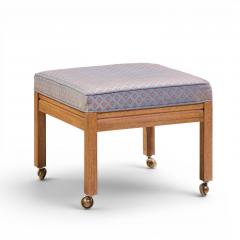  Founders Furniture Company Founders Style Mid Century Oak Rolling Upholstered Stools Pair - 4569722