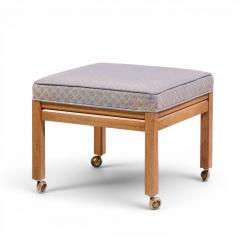  Founders Furniture Company Founders Style Mid Century Oak Rolling Upholstered Stools Pair - 4569724