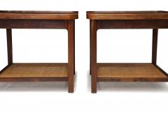  Founders Furniture Company Jack Cartwright for Founders Book Matched Walnut Cane Side Tables - 4749968
