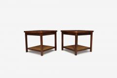  Founders Furniture Company Jack Cartwright for Founders Book Matched Walnut Cane Side Tables - 4749969