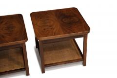  Founders Furniture Company Jack Cartwright for Founders Book Matched Walnut Cane Side Tables - 4749971