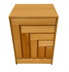  Founders Furniture Company Mid Century Modern Geometric Front Cabinet or Night Stand in Blonde Wood - 2567803