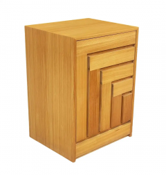  Founders Furniture Company Mid Century Modern Geometric Front Cabinet or Night Stand in Blonde Wood - 2567804