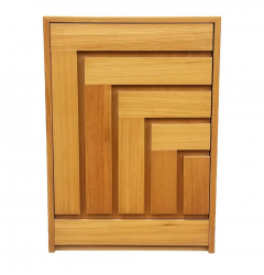  Founders Furniture Company Mid Century Modern Geometric Front Cabinet or Night Stand in Blonde Wood - 2567806