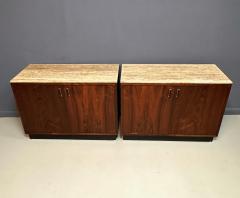  Founders Furniture Company Pair of Mid Century David Parmelee Rosewood Chests for Founders with Marble Tops - 4333786