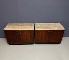  Founders Furniture Company Pair of Mid Century David Parmelee Rosewood Chests for Founders with Marble Tops - 4333817