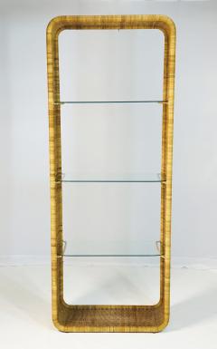  Founders Furniture Company Wicker and Glass Etagere Bookcase Display Shelf by Founders Mid Century Modern - 4712330