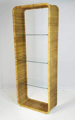  Founders Furniture Company Wicker and Glass Etagere Bookcase Display Shelf by Founders Mid Century Modern - 4712331