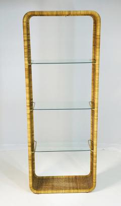  Founders Furniture Company Wicker and Glass Etagere Bookcase Display Shelf by Founders Mid Century Modern - 4712332