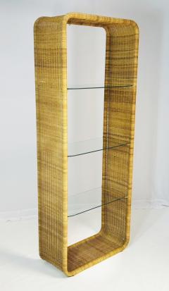  Founders Furniture Company Wicker and Glass Etagere Bookcase Display Shelf by Founders Mid Century Modern - 4712333