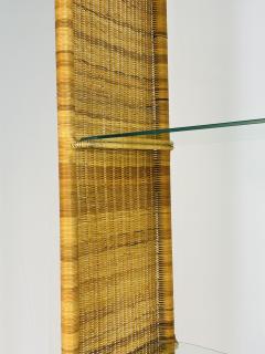  Founders Furniture Company Wicker and Glass Etagere Bookcase Display Shelf by Founders Mid Century Modern - 4712337