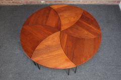  France Daverkosen Danish Teak and Brass Pinwheel Segmented Coffee Table by Peter Hvidt - 3047272