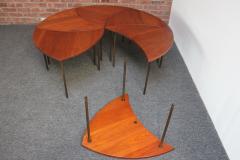  France Daverkosen Danish Teak and Brass Pinwheel Segmented Coffee Table by Peter Hvidt - 3047276