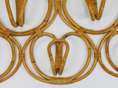  Franco Albini Franca Helg Franca Helg Franco Albini Large Rattan Wall Coat Rack Bonacina Italy 1960s - 4205338