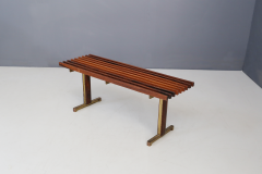  Franco Campo Carlo Graffi Bench by Carlo Graffi from 1950 in brass and walnut wood - 1114628