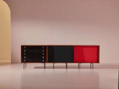  Franco Campo Carlo Graffi Campo Graffi sideboard with desk in teak and red fabric by Home Italy 1950s - 4002363