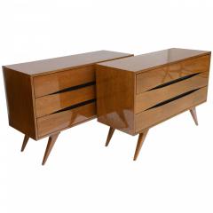  Franco Campo Carlo Graffi Fine Pair of Italian Modern Three Drawer Commodes Campo and Graffi Attributed - 4161618