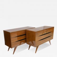  Franco Campo Carlo Graffi Fine Pair of Italian Modern Three Drawer Commodes Campo and Graffi Attributed - 4166375