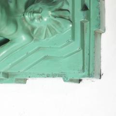  FrankArts Art Deco Frankarts L220 Turquoise Figurative Green Craqueleur Glass Table Lamp - 4304477