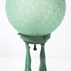  FrankArts Art Deco Frankarts L220 Turquoise Figurative Green Craqueleur Glass Table Lamp - 4304479