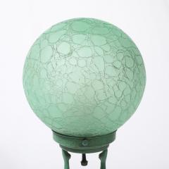  FrankArts Art Deco Frankarts L220 Turquoise Figurative Green Craqueleur Glass Table Lamp - 4304481
