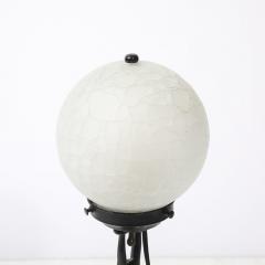  Frankart Inc Art Deco Frankart L210 Nude Bronze Craqueleur White Glass Shade Table Lamp - 4304186