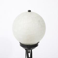  Frankart Inc Art Deco Frankart L210 Nude Bronze Craqueleur White Glass Shade Table Lamp - 4304193