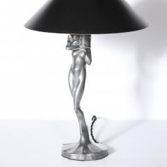  Frankart Inc Pair of Art Deco Silvered Bronze Stylized Female table lamps by Frankart - 2143937