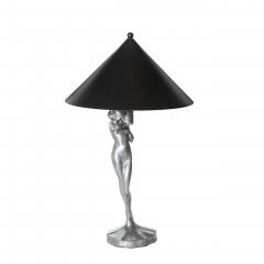  Frankart Inc Pair of Art Deco Silvered Bronze Stylized Female table lamps by Frankart - 2143942
