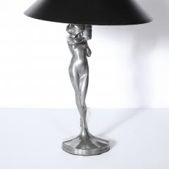  Frankart Inc Pair of Art Deco Silvered Bronze Stylized Female table lamps by Frankart - 2143947