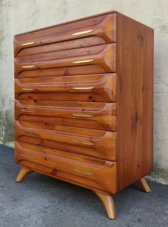  Franklin Shockey Company Franklin Shockey Sculptured Pine 6 Drawer Tall Dresser Mid Century Modern 1970s - 3442410