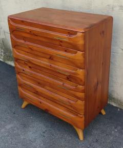  Franklin Shockey Company Franklin Shockey Sculptured Pine 6 Drawer Tall Dresser Mid Century Modern 1970s - 3442489