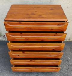  Franklin Shockey Company Franklin Shockey Sculptured Pine 6 Drawer Tall Dresser Mid Century Modern 1970s - 3442493