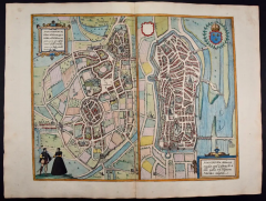  Franz Hogenberg Nevers Autun France 16th Century Hand colored Map by Braun Hogenberg - 2885107