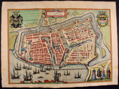  Franz Hogenberg View of Emden Germany A 16th Century Hand colored Map by Braun Hogenberg - 2874820