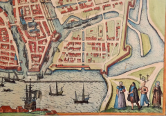  Franz Hogenberg View of Emden Germany A 16th Century Hand colored Map by Braun Hogenberg - 2874826