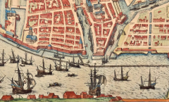  Franz Hogenberg View of Emden Germany A 16th Century Hand colored Map by Braun Hogenberg - 2874845
