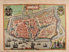  Franz Hogenberg View of Emden Germany A 16th Century Hand colored Map by Braun Hogenberg - 2879466