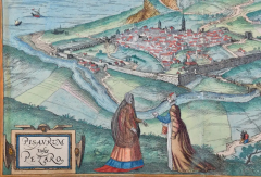  Franz Hogenberg View of Pisaro Italy A 16th Century Hand colored Map by Braun Hogenberg - 2874832