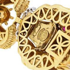  Frascarolo Frascarolo 18K Yellow Gold Diamond Ruby Lion Head Bracelet - 4431248