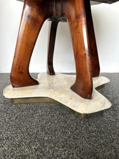  Fratelli Consonni Lissone Mid Century Modern Pair of Stools Wood and Marble by Lissone Italy 1950s - 3306889