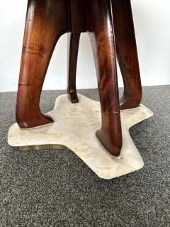  Fratelli Consonni Lissone Mid Century Modern Pair of Stools Wood and Marble by Lissone Italy 1950s - 3306893