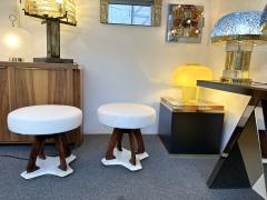  Fratelli Consonni Lissone Mid Century Modern Pair of Stools Wood and Marble by Lissone Italy 1950s - 3306897