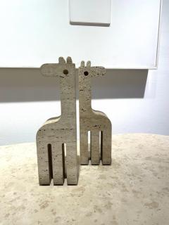  Fratelli Mannelli 1970s Pair of Italian Travertine Giraffe Bookends by Fratelli Mannelli - 2377091