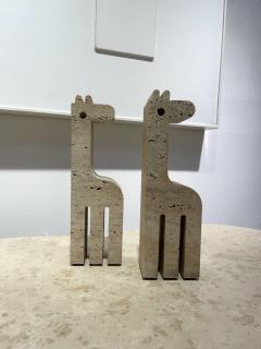  Fratelli Mannelli 1970s Pair of Italian Travertine Giraffe Bookends by Fratelli Mannelli - 2377092